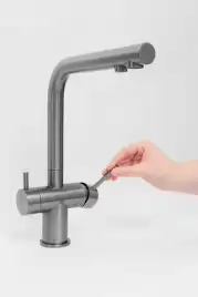 Смеситель для кухни AVS PureRiver 827-160-BS, Г-образный излив, брашированная сталь