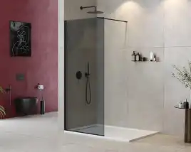 Душевая перегородка CEZARES LIBERTA-L-1-100-120-GR-NERO стекло Тонированное (графит), профиль Черный