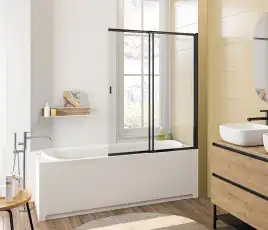 Шторка для ванны Good Door SCREEN SL-100-C-В 100 см, ПД00117, профиль Черный, стекло Прозрачное