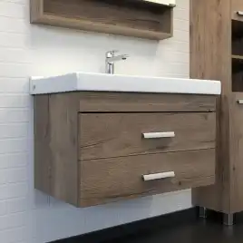 Тумба с умывальником Comforty Никосия 80П Дуб темный, 00-00008856