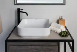 Раковина накладная Aquanet CITY-1 38,5х38,5х14 квадратная, Белая глянцевая