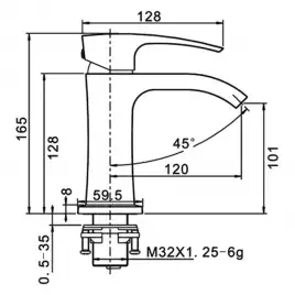 Смеситель для раковины Gappo G1007-6, Черный матовый