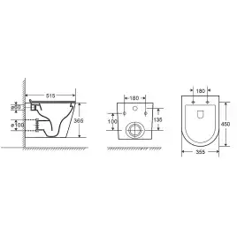 Унитаз подвесной Azario MONEO AZ-0062 UQ1 подвесной, безободковый, со смывом 
