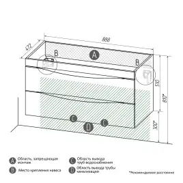 Тумба под раковину Grossman Виста 90 подвесная, белая глянцевая (109061)