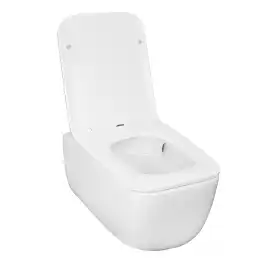 Подвесной унитаз Azario FLAVIA AZ-0076-UQ1 безободковый, смыв Торнадо, в комплекте с сидением микролифт, Белый глянцевый
