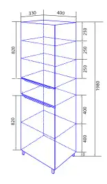 Шкаф-пенал Azario Lotos 40 CS00083927 правый напольный, Белый
