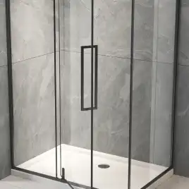 Душевой уголок Veconi Rovigo RV-034B 110х80х195, профиль Черный, стекло прозрачное (RV034B-11080-01-C7)