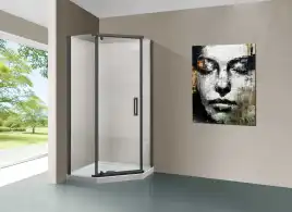 Душевой уголок Vincea Stresa 90х90 VSP-1S900CLGM, дверь распашная, профиль вороненая сталь, стекло прозрачное