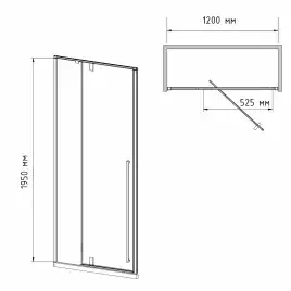 Душевая дверь в нишу AVS Акцент 120 левая профиль черный матовый, стекло прозрачное, 803-0009-195-12-BM-T-L