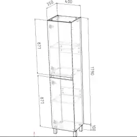 Шкаф-пенал для ванной Grossman Меркадо 40 напольный, графит матовый (304083)