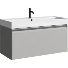 Тумба с раковиной подвесная Aqwella 5 Stars Pure 100 см, PUR0110ST, цвет Серый туман
