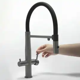 Смеситель для кухни с гибким изливом AVS PureRiver оружейная сталь, 811-170-GM