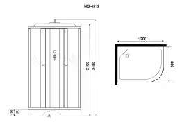 Душевая кабина Niagara Eco 120х80х215 E120/80/13L/TN низкий поддон, без гидромассажа