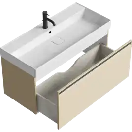 Тумба с раковиной подвесная Aqwella 5 Stars Pure 100 см, PUR0110KS, цвет Капучино светлый