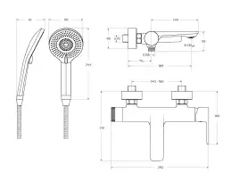 Смеситель для ванны и душа Cezares LUX-VD-01, Хром