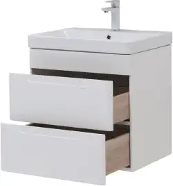 Тумба под раковину Aquanet София 60 белый глянец (2 ящика) 288905