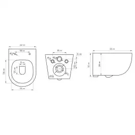 Унитаз подвесной AVS Диапазон 813-0009-L-T-MHL безободковый, со смывом Торнадо, серо-голубой матовый
