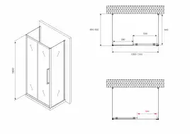 Душевой уголок ABBER Schwarzer Diamant 130х90 см, AG30130MH-S90M-S90M, профиль хром, стекло матовое