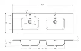 Керамическая раковина с двумя чашами BelBagno BB1400-2-ETL
