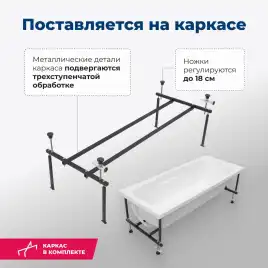 Акриловая ванна Aquanet Extra 160x70, 255742