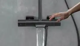 Душевая система Gappo G2495-79 с тропическим душем и термостатом, Оружейная сталь