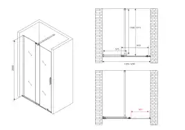 Душевая дверь Abber Komfort 120 см, AG90120, профиль Хром, стекло Прозрачное