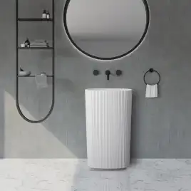 Раковина напольная ABBER STEIN 55х36х85 AS2502-H, овальная, белая матовая