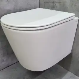 Унитаз подвесной CeramaLux NS-5178, безободковый с сиденьем микролифт Белый