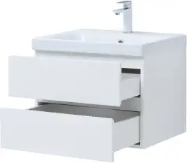 Тумба под раковину Aquanet Беркли 60 белый глянец (2 ящика) 302349