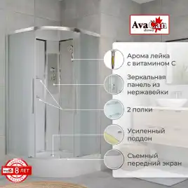 Душевая кабина AvaCan EM3010N 100x100 см, средний поддон, без крыши