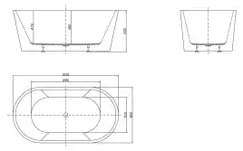 Акриловая ванна BelBagno 160х80 BB202-1600-800, отдельностоящая, Белая глянцевая
