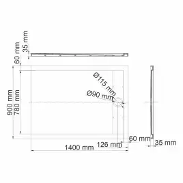 Душевой поддон WasserKRAFT Neime 19T 140х90 из искусственного камня 19T36 Черный
