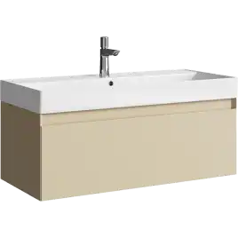 Тумба с раковиной подвесная Aqwella Geometria 100 GE01101MD, с одним ящиком, цвет морская дюна