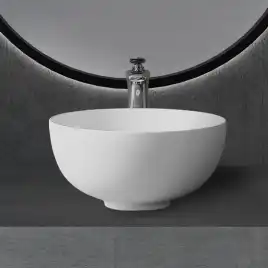 Раковина накладная ABBER STEIN 40х40х20 AS2617, круглая, белая матовая