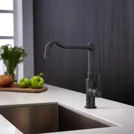 Смеситель для кухни Aquatek Классик AQ1580MB поворотный излив, Черный матовый