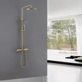 Душевая стойка ABBER Thermostat AF8516GL с термостатом и изливом, золото матовое
