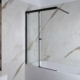 Шторка на ванну AVS Перла 100 L профиль черный матовый, стекло прозрачное, 803-0018-150-5249L-BM-T