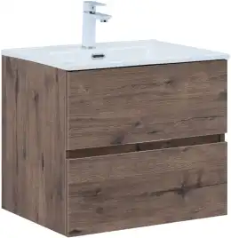 Тумба под раковину Aquanet Алвита New 60 2 ящика, дуб веллингтон табак 334184