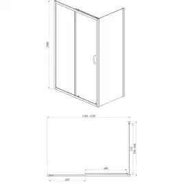Душевой уголок Azario MILTON 120х80х200 AZ-ND1131-L 1200 BLACK профиль Черный, стекло Прозрачное
