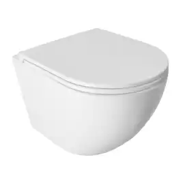 Подвесной унитаз Azario PRO PRO-0001 UQ3 безободковый, смыв Торнадо, в комплекте с сидением микролифт, Белый глянцевый