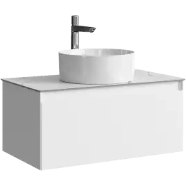 Тумба с раковиной подвесная Aqwella Geometria 80 GE01081WM+STG814X476MW, со столешницей мрамор белый, цвет белый