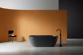 Ванна  Abber Frankfurt 170х75 AM9941B из искусственного камня, Черная матовая