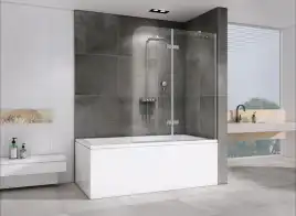 Шторка для ванны Abber Ewiges Wasser 120 см, AG51120, профиль Хром, стекло Прозрачное