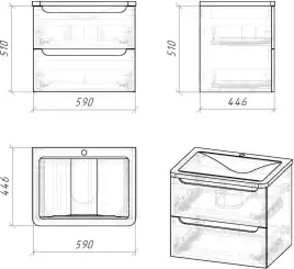 Тумба под раковину Grossman Адель 60 подвесная, белая глянцевая (106006)