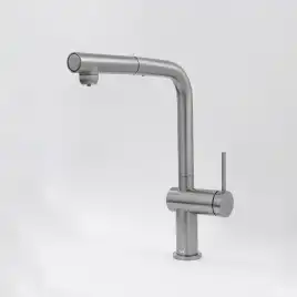 Смеситель для кухни AVS PureRiver 837-160-MS, Г-образный выдвижной излив, матовое серебро