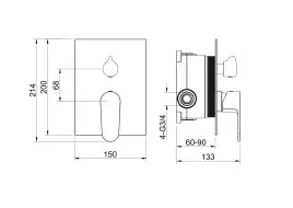 Смеситель для ванны Aquatek Оберон AQ1246BG, Золото матовое