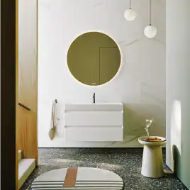 Тумба с раковиной подвесная Aqwella Geometria 100 GE01102WM, с двумя ящиками, цвет белый