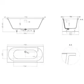 Ванна Salini ORNELLA AXIS KIT 190х90 103512M из материала S-Sense, Белая матовая