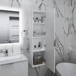 Шкаф-пенал для ванной Grossman Блисс 35 подвесной, белый матовый (303548)