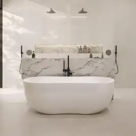 Ванна  Abber Stein 170х80 AS9604 из искусственного камня, Белая матовая